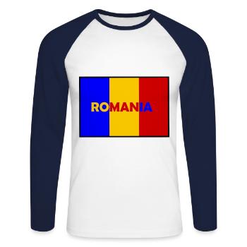 Das Europa Land Rumänien - Unisex Baseballshirt langarm - Weiß/Navy - Vorne - Nik (191cm)