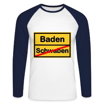 Lieber à Baden, Allemagne - T-shirt baseball manches longues Homme - blanc/marine - Devant - Nik (191cm)
