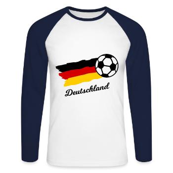 Deutscher Fußball - Unisex Baseballshirt langarm - Weiß/Navy - Vorne - Nik (191cm)