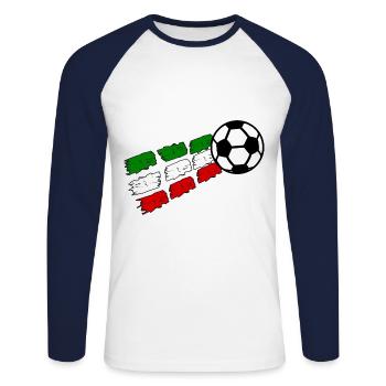 Fußball Macht Italien - Unisex Baseballshirt langarm - Weiß/Navy - Vorne - Nik (191cm)