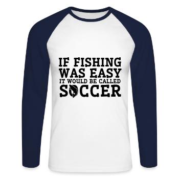 Angeln Fischen Fisch Geschenk Angler Fischer - Unisex Baseballshirt langarm - Weiß/Navy - Vorne - Nik (191cm)