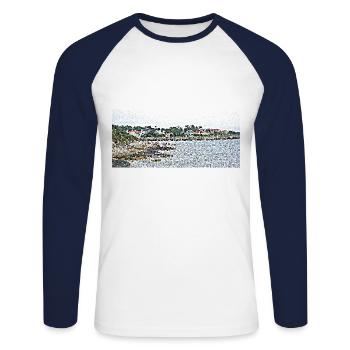 A life by the sea - Unisex Long Sleeve Baseball T-Shirt - white/navy - Front - Nik (191cm)