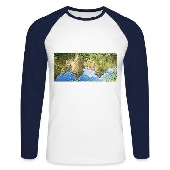 Das Schloss und sein Spiegelbild - Unisex Baseballshirt langarm - Weiß/Navy - Vorne - Nik (191cm)