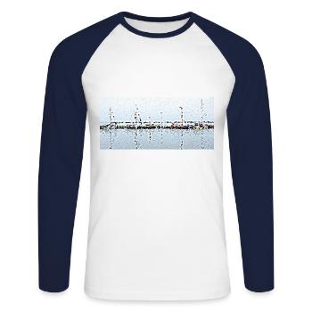 Boats and their reflection - Unisex Long Sleeve Baseball T-Shirt - white/navy - Front - Nik (191cm)