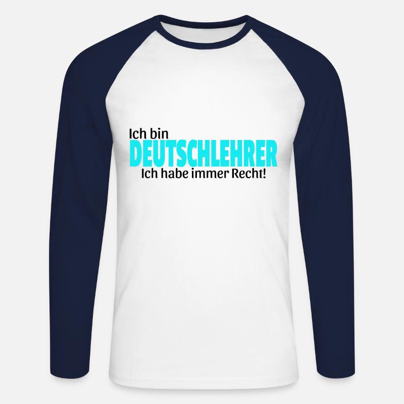 deutsch lehrer Geschenkidee lustiger Spruch - Unisex Baseballshirt langarm - Weiß/Navy