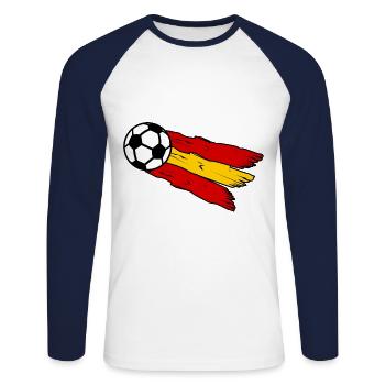 Les fans espagnols - T-shirt baseball manches longues Homme - blanc/marine - Devant - Nik (191cm)