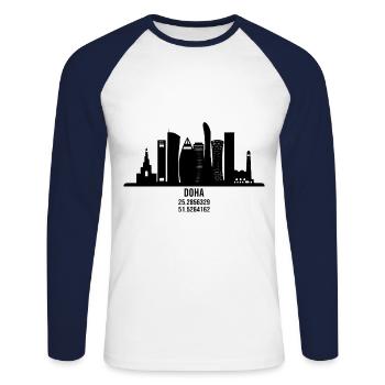 Qatar Doha doha qatar - T-shirt baseball manches longues Homme - blanc/marine - Devant - Nik (191cm)