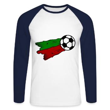 Die Portugal Unterstützer - Unisex Baseballshirt langarm - Weiß/Navy - Vorne - Nik (191cm)