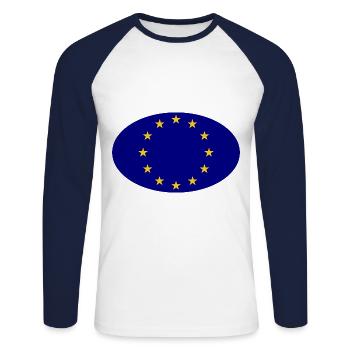 Aufkleber für Europa - Unisex Baseballshirt langarm - Weiß/Navy - Vorne - Nik (191cm)