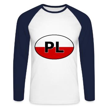 Der Aufkleber für Polen - Unisex Baseballshirt langarm - Weiß/Navy - Vorne - Nik (191cm)