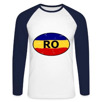 Auflkeber pour la Roumanie - T-shirt baseball manches longues Homme - blanc/marine - Devant - Nik (191cm)