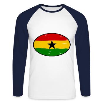 Ghana Aufkleber - Unisex Baseballshirt langarm - Weiß/Navy - Vorne - Nik (191cm)