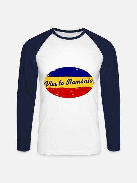 Die Rumänen - Unisex Baseballshirt langarm - Weiß/Navy