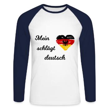 L’élection pour l’Allemagne - T-shirt baseball manches longues Homme - blanc/marine - Devant - Nik (191cm)