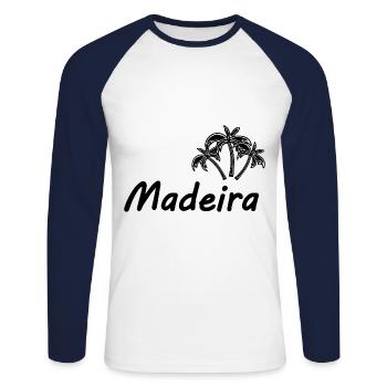 Vacances à Madère - T-shirt baseball manches longues Homme - blanc/marine - Devant - Nik (191cm)
