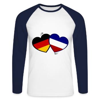 The German French Friendship - Unisex Long Sleeve Baseball T-Shirt - white/navy - Front - Nik (191cm)