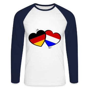 Holländer Deutschland Liebe - Unisex Baseballshirt langarm - Weiß/Navy - Vorne - Nik (191cm)