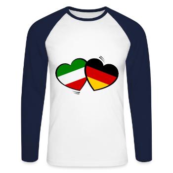 German-Italian partners - Unisex Long Sleeve Baseball T-Shirt - white/navy - Front - Nik (191cm)