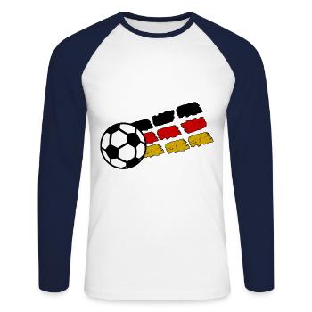 Das deutsche Team - Unisex Baseballshirt langarm - Weiß/Navy - Vorne - Nik (191cm)