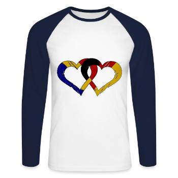 L’amour roumain allemand - T-shirt baseball manches longues Homme - blanc/marine - Devant - Nik (191cm)
