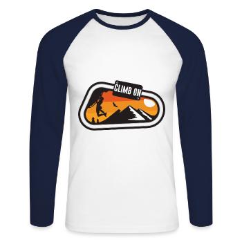 Klettern Bouldern Kletterer Bergsteiger Felsklette - Unisex Baseballshirt langarm - Weiß/Navy - Vorne - Nik (191cm)