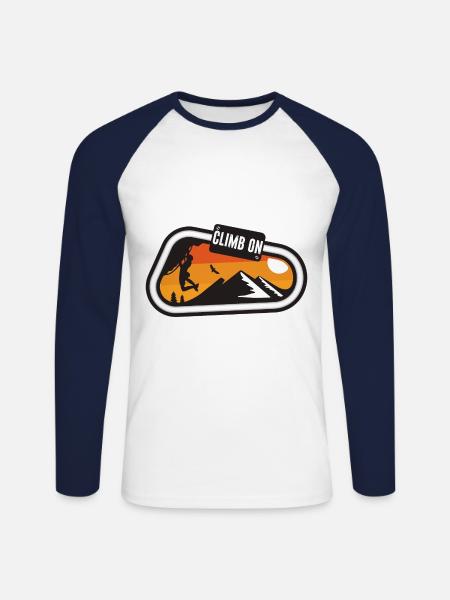 Klettern Bouldern Kletterer Bergsteiger Felsklette - Unisex Baseballshirt langarm - Weiß/Navy