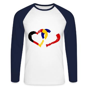 Français Amour allemand - T-shirt baseball manches longues Homme - blanc/marine - Devant - Nik (191cm)