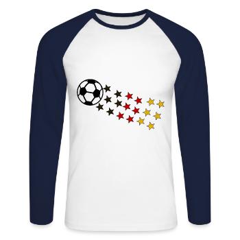 Stars du football allemand - T-shirt baseball manches longues Homme - blanc/marine - Devant - Nik (191cm)