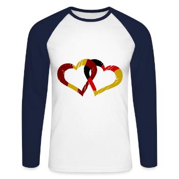 Amour espagnol allemand - T-shirt baseball manches longues Homme - blanc/marine - Devant - Nik (191cm)