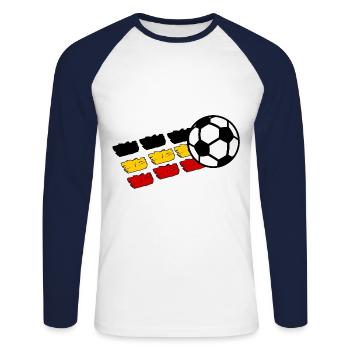 Supporters belges - T-shirt baseball manches longues Homme - blanc/marine - Devant - Nik (191cm)