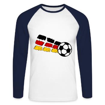 Die deutschen Fußball Fans - Unisex Baseballshirt langarm - Weiß/Navy - Vorne - Nik (191cm)