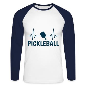 Pickleball Pickleball Joueur Pickleball Raquette - T-shirt baseball manches longues Homme - blanc/marine - Devant - Nik (191cm)