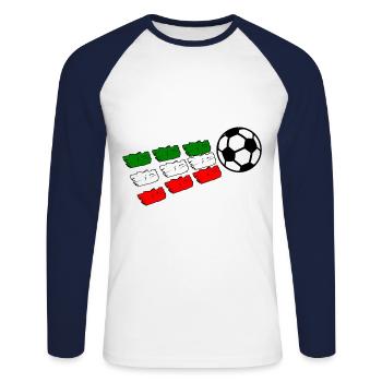 Fußballgötter aus Italien - Unisex Baseballshirt langarm - Weiß/Navy - Vorne - Nik (191cm)