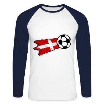 Die Fußballer aus Dänemark - Unisex Baseballshirt langarm - Weiß/Navy - Vorne - Nik (191cm)