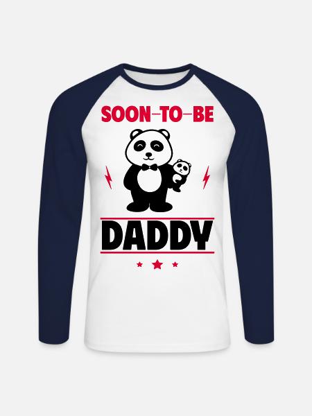Bedårende panda: Snart kommende far-meddelelse - Langærmet herre-baseballshirt - hvid/marineblå