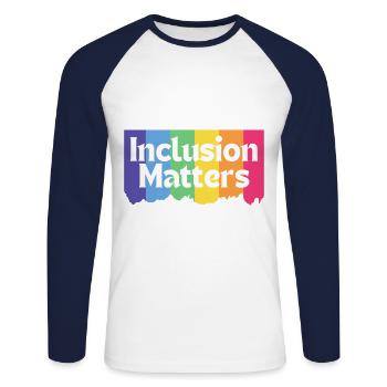 Coole Sonderpädagogik Autismus Inklusion ist wichtig - Unisex Baseballshirt langarm - Weiß/Navy - Vorne - Nik (191cm)