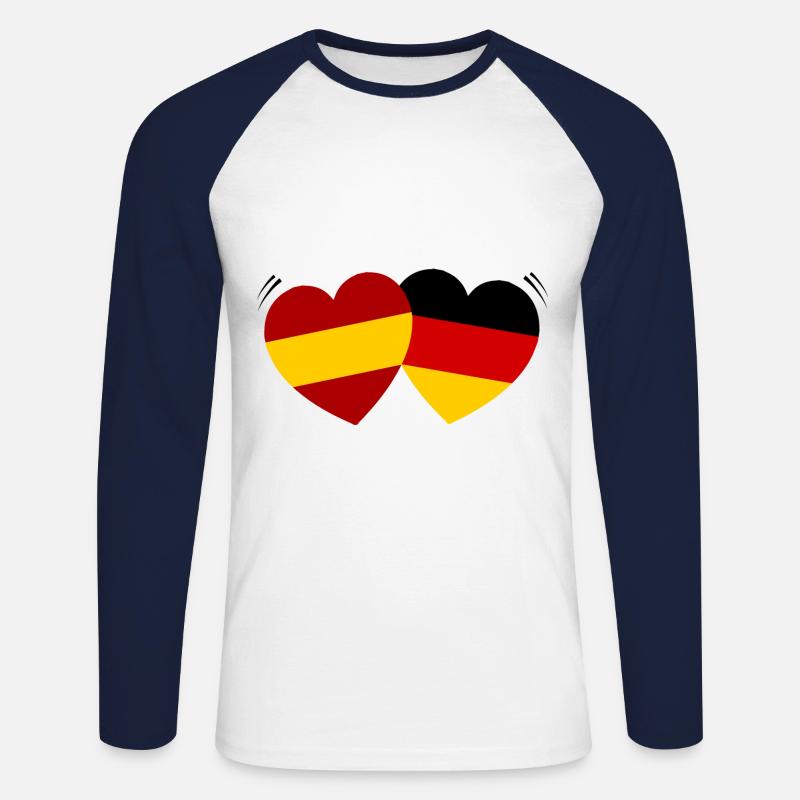 Die spanisch deutsche Liebe - Unisex Baseballshirt langarm - Weiß/Navy