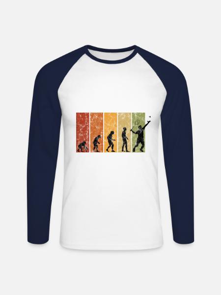 Badminton shuttle cadeau Evolution Vintage - Mannen baseballshirt lange mouw - wit/navy