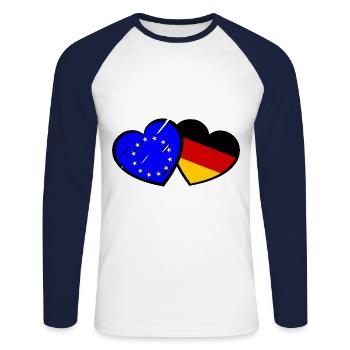 L’amour pour les élections européennes - T-shirt baseball manches longues Homme - blanc/marine - Devant - Nik (191cm)