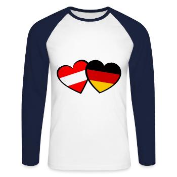 The heart of the German Austrians - Unisex Long Sleeve Baseball T-Shirt - white/navy - Front - Nik (191cm)