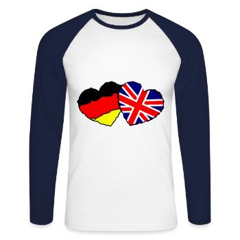 German English Love - Unisex Long Sleeve Baseball T-Shirt - white/navy - Front - Nik (191cm)
