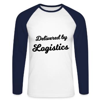Supplied by Logistics - Unisex Long Sleeve Baseball T-Shirt - white/navy - Front - Nik (191cm)