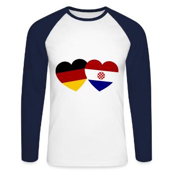 L’amitié germano-croate - T-shirt baseball manches longues Homme - blanc/marine - Devant - Nik (191cm)