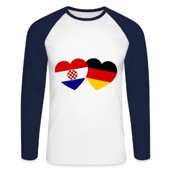 Croatian and German hearts - Unisex Long Sleeve Baseball T-Shirt - white/navy - Front - Nik (191cm)