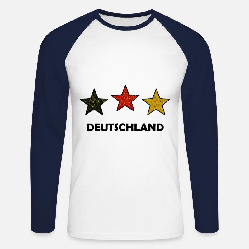 Die deutschen Sterne - Unisex Baseballshirt langarm - Weiß/Navy