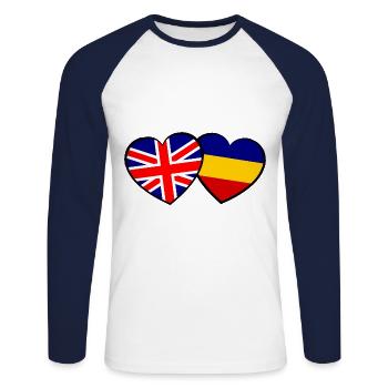 Les cœurs roumains anglais - T-shirt baseball manches longues Homme - blanc/marine - Devant - Nik (191cm)