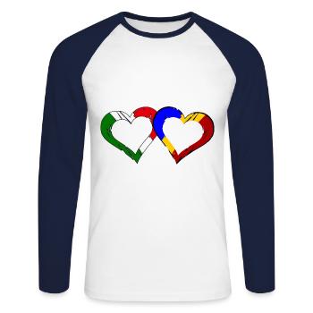 Italian Romanian Love - Unisex Long Sleeve Baseball T-Shirt - white/navy - Front - Nik (191cm)