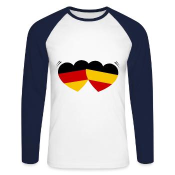L’amitié belgo-allemande - T-shirt baseball manches longues Homme - blanc/marine - Devant - Nik (191cm)