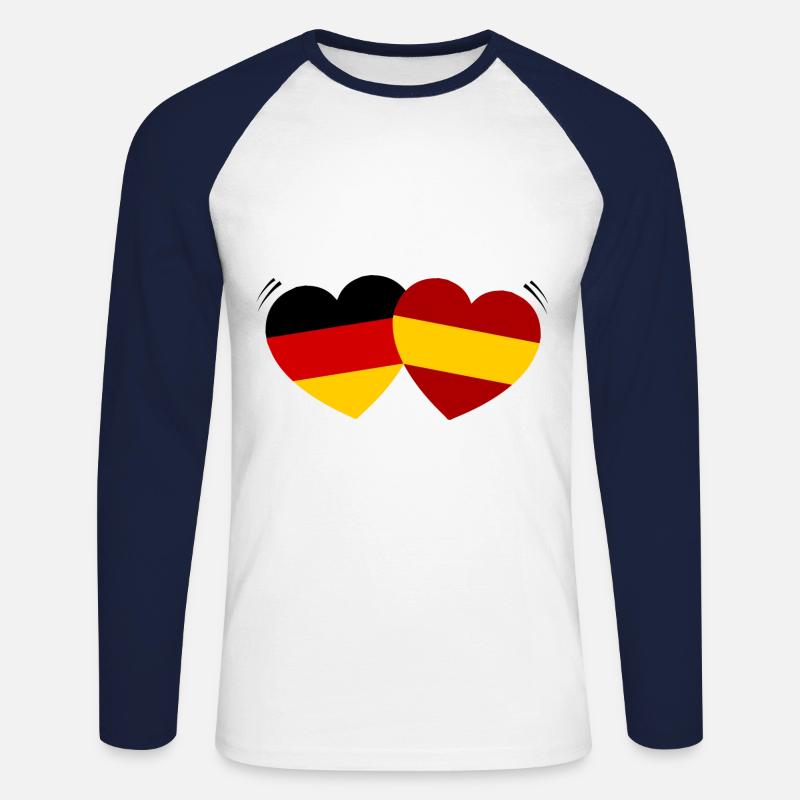 Ein spanisch deutsches Paar - Unisex Baseballshirt langarm - Weiß/Navy