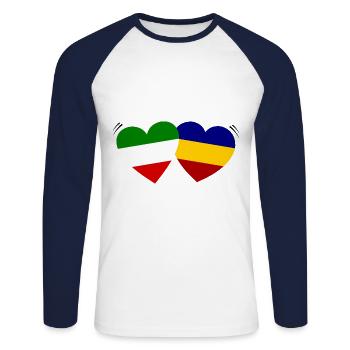 Italy Romania Love - Unisex Long Sleeve Baseball T-Shirt - white/navy - Front - Nik (191cm)